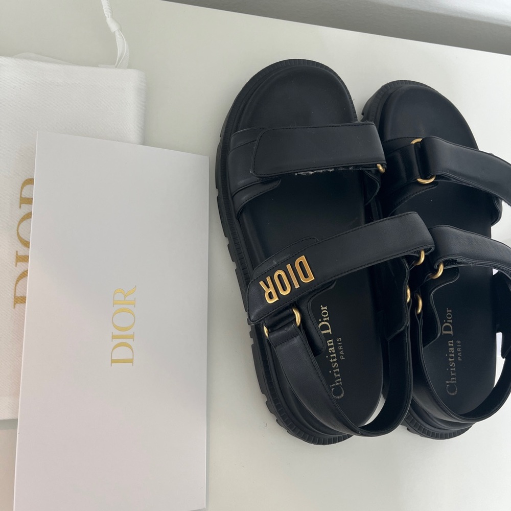 Dior Black Sandals with Gold Details - Picture 2 of 6
